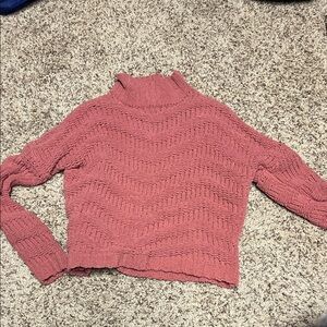 moon & madison Textured Pink Turtleneck Sweater